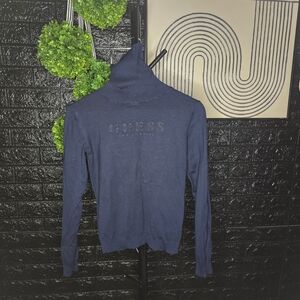 Guess Blue Long Sleeve Fitted Hoodie